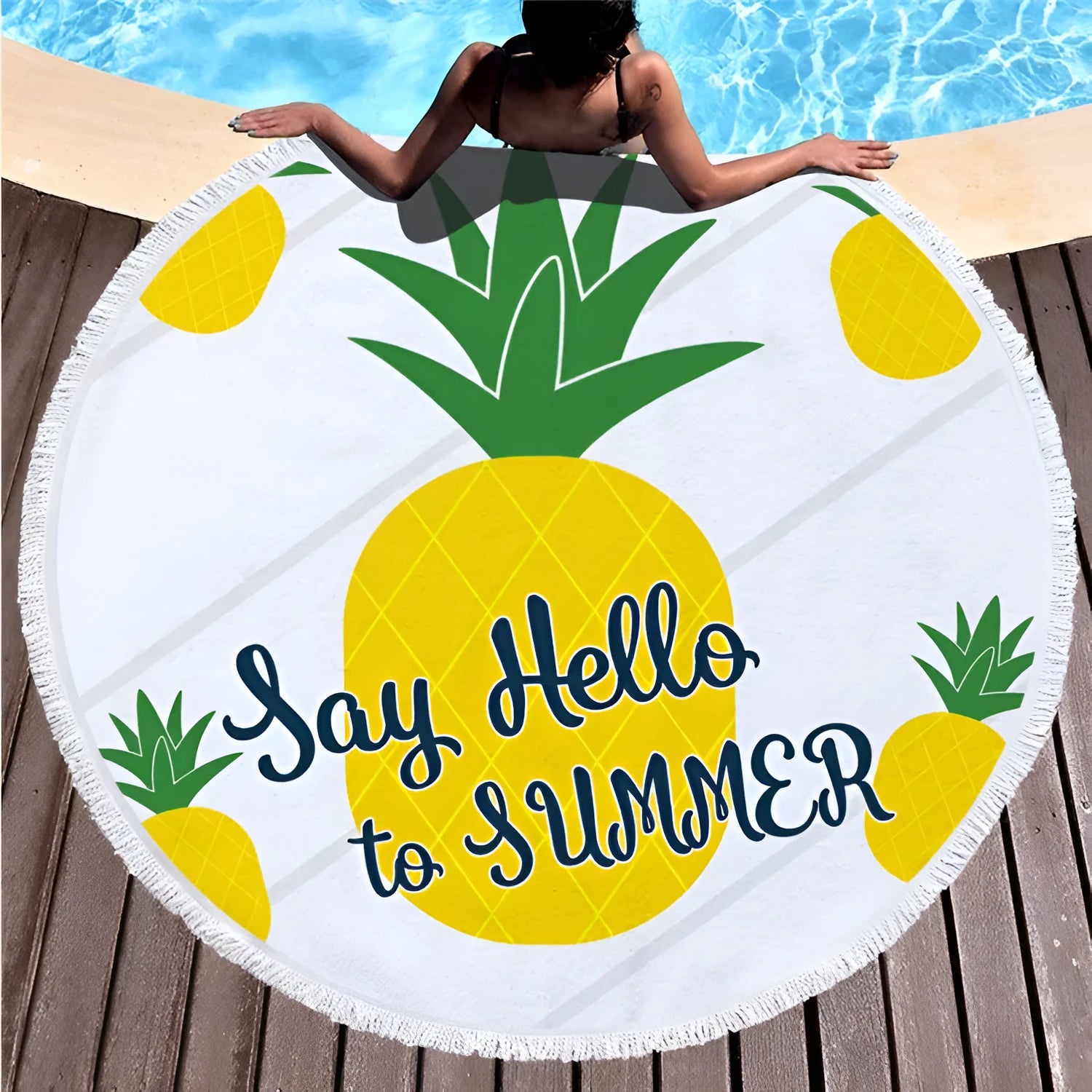 Round printed superfine polyester beach towel shawl 150 x 150cm in Decor colour
