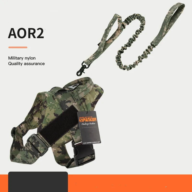Adjustable dog harness in black made from 1050D nylon with UTX buckle, side view on floor