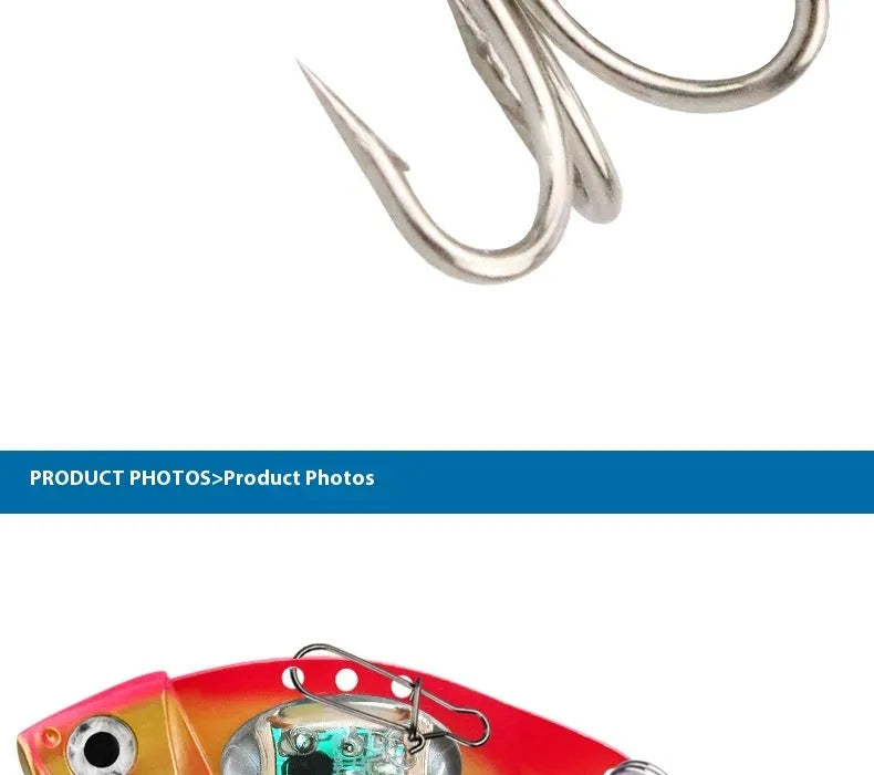 Lure Metal Vib Electronic Lure fishing bait luminous metal vib body blue and red colour options