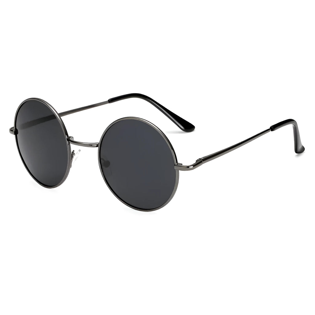Polarised sunglasses with UV400 metal frame in gun frame gray piece and circular polariser lenses