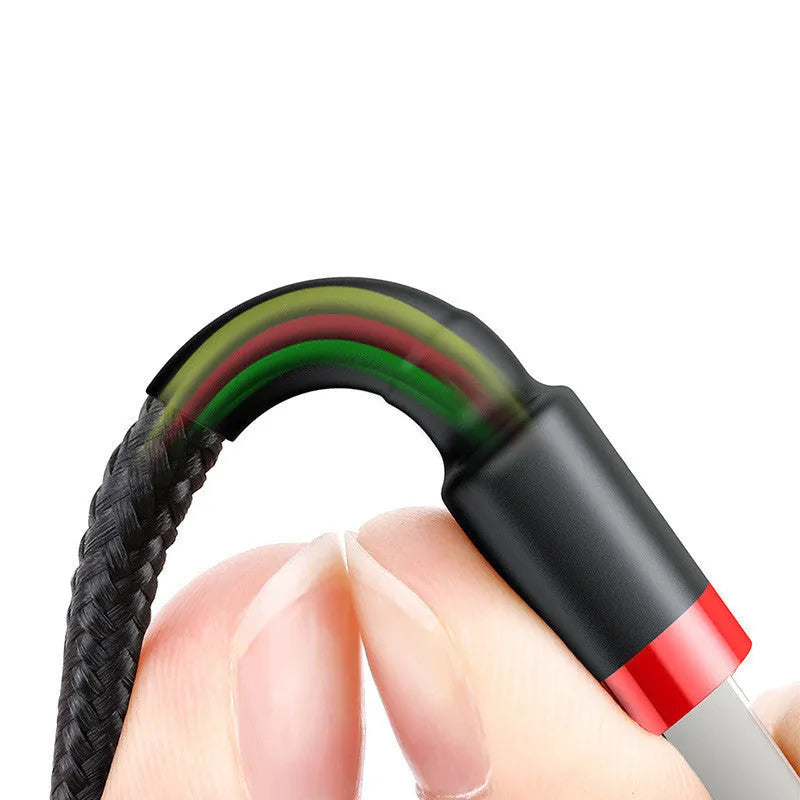 8PIN fast charging cable with single head connector, compatible with Apple iPhone models, in red, gold or grey shell