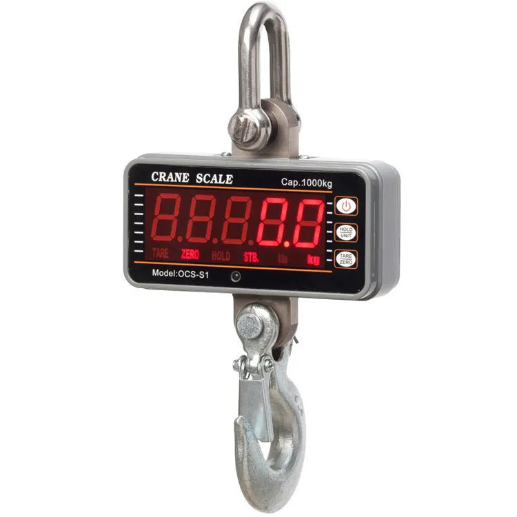Orange electronic crane scale with digital display for 500 kg capacity weighing