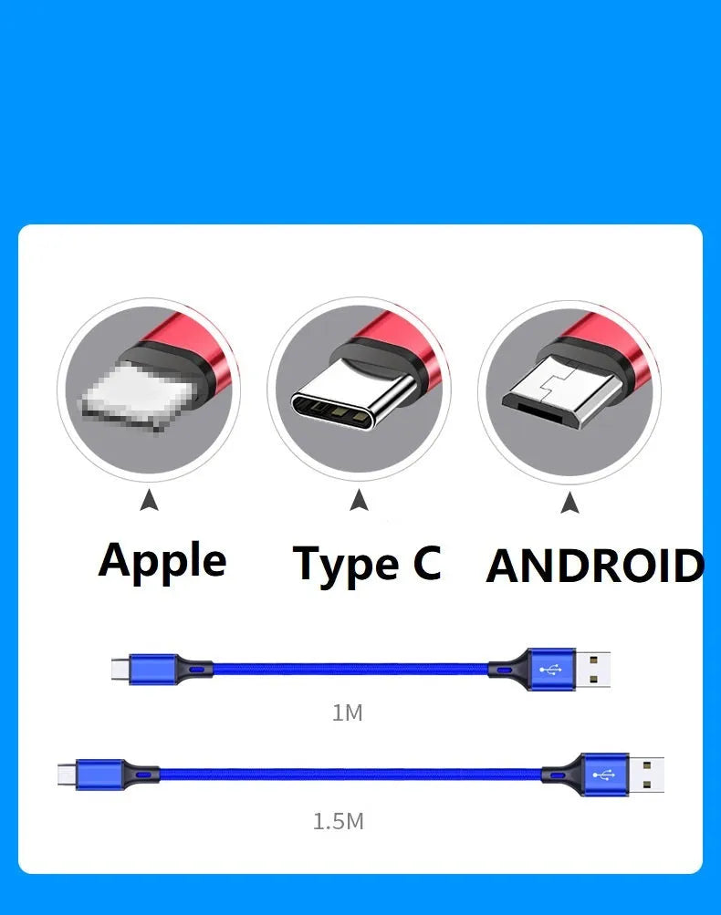 2m mobile phone data cable with TYPE-C connector in multiple colour options