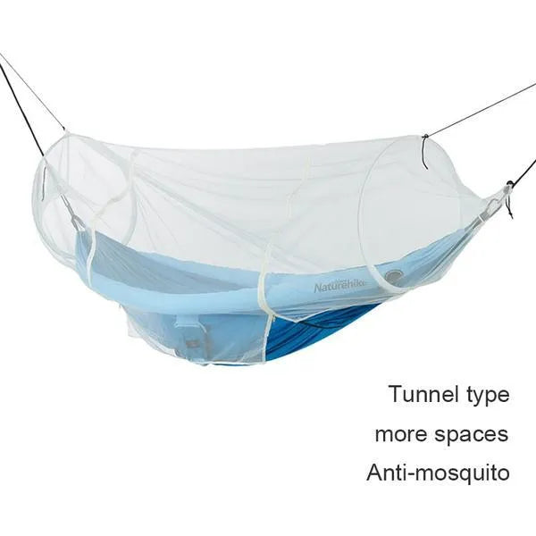 Anti rollover double camping hammock in blue with 201T high fibre nylon surface