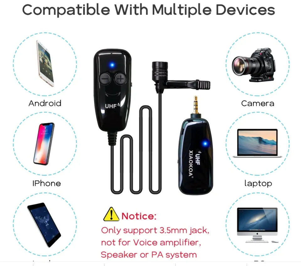 Black mobile phone lavalier microphone with 3.5mm plug and omnidirectional microphone core.