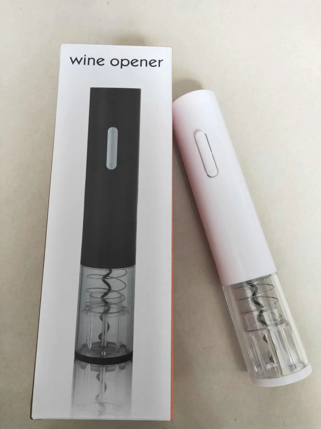 Automatic electric wine bottle opener with foil cutter in red, black, or white colour options.