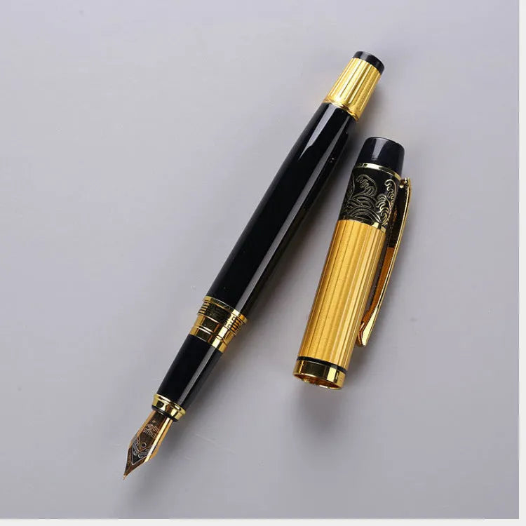 Patterned orb metal fountain pen with iridium nib, 901 specification, built-in rotating ink system, black colour