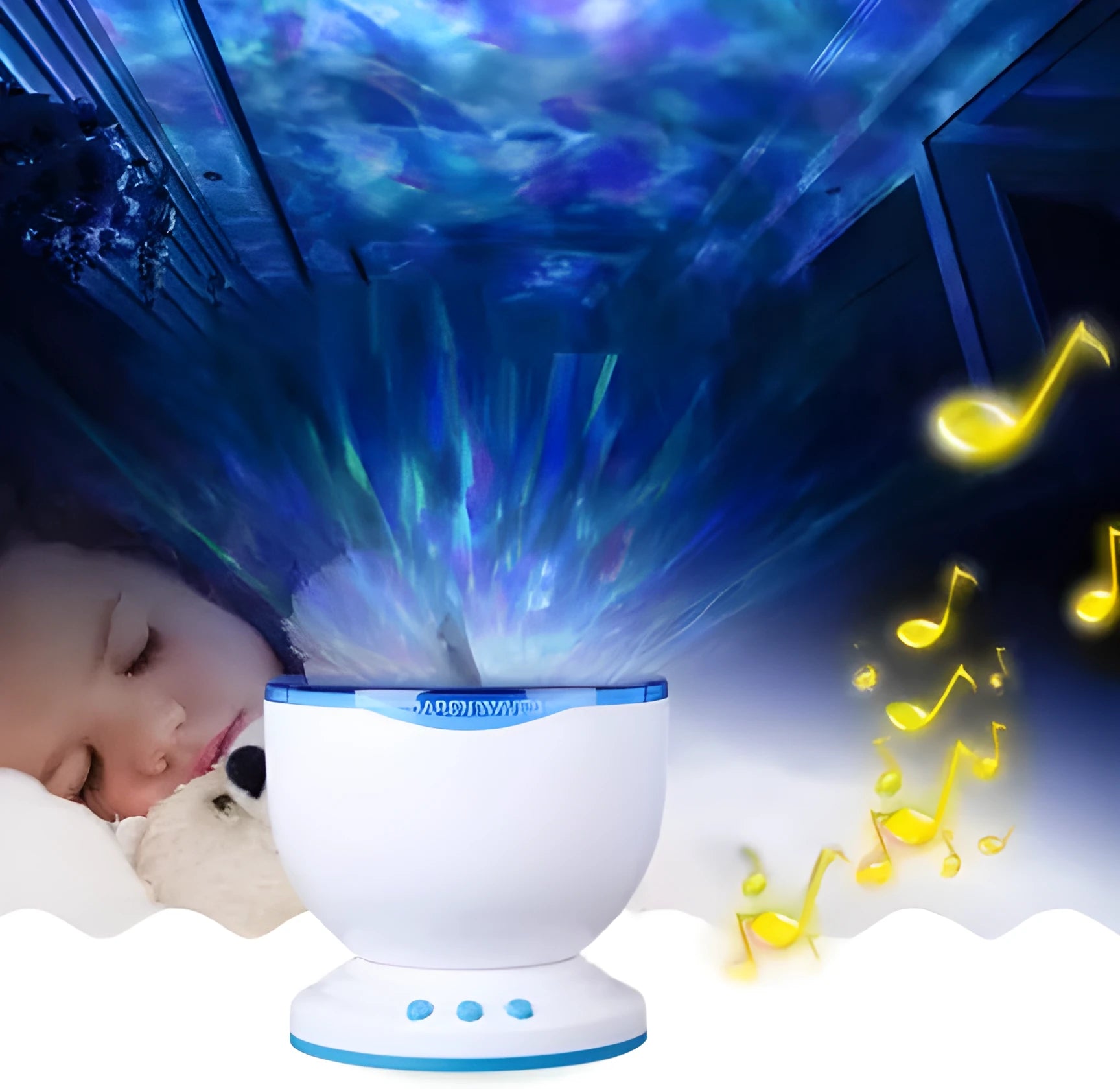 Blue ocean-themed LED projection lamp for fixed installation with DLP correction.