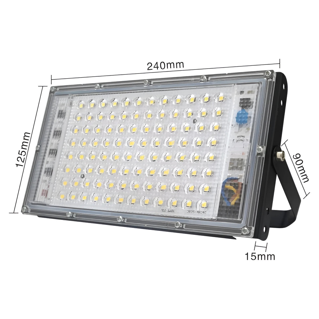 50W LED light with 96 LED beads, 8000LM output, aluminium shell, IP65, 125mm x 240mm