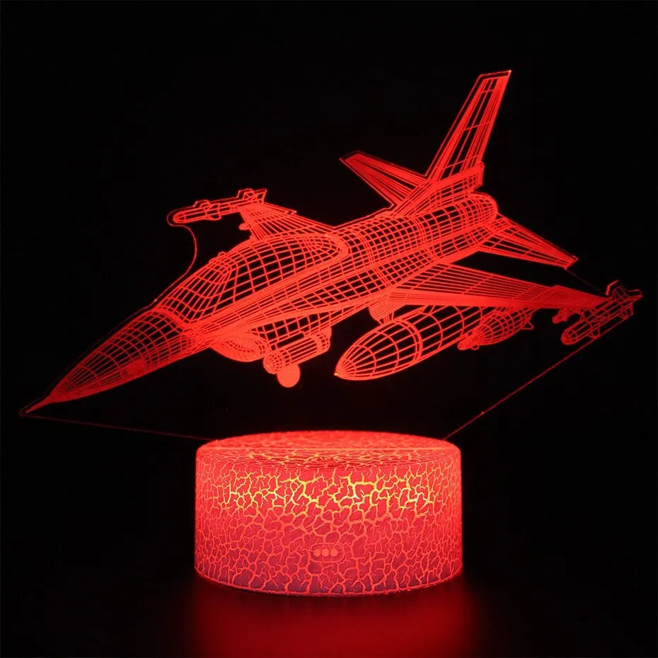 Airplane cartoon night light with acrylic shade and LED illumination for corridors and rooms