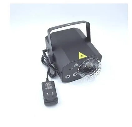 Black LED laser magic fan stage lighting equipment showing compact design with projection apertures