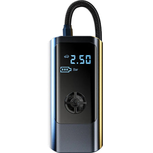 Black ABS portable car tyre inflator pump with 60W power and wireless charging base