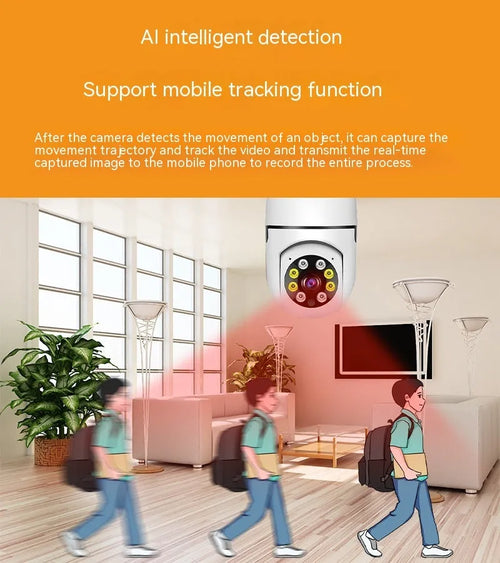 E27 bulb security camera with 1080p HD video and full colour night vision for wireless WiFi monitoring