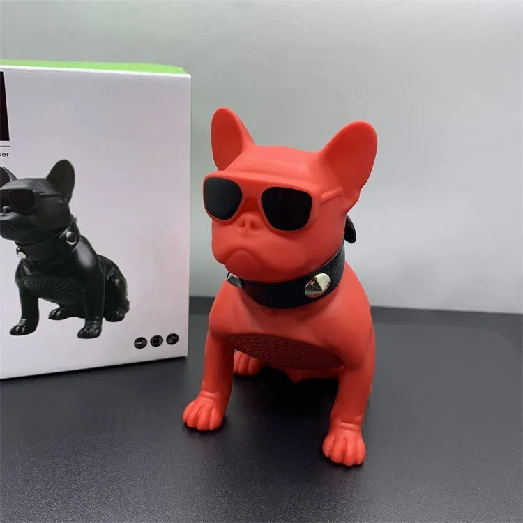 Mini full body bulldog shaped Bluetooth speaker in black, red or white colours