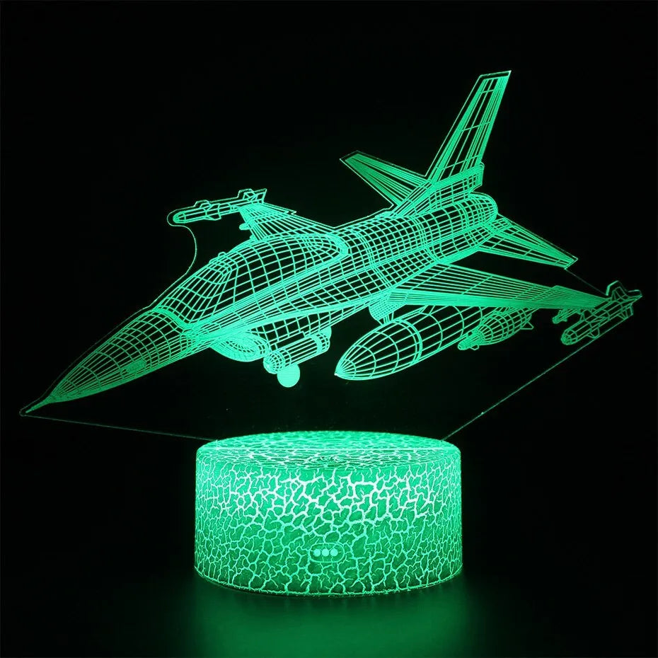 Airplane cartoon night light with acrylic shade and LED illumination for corridors and rooms