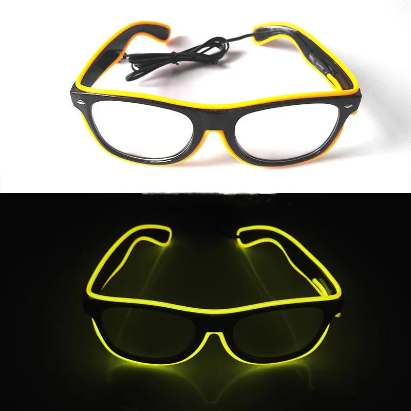 LED luminous glasses party decoration in green with push button switch on plastic frame