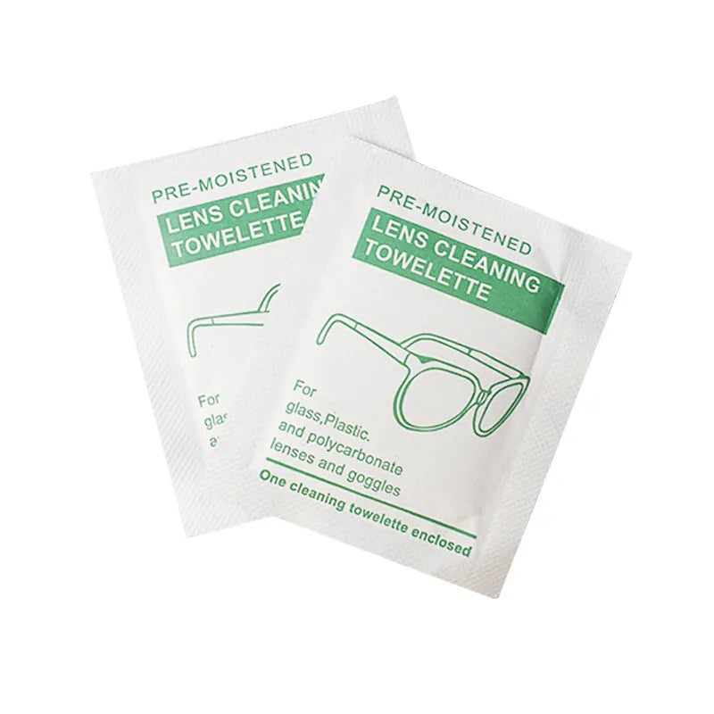 100 individually packaged quick-drying white wipes for cleaning glasses and optical lenses