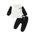 Boys' casual BUBS letter print cotton top and trousers set in gray on white background
