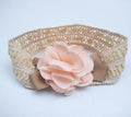 Baby lace flower headband in fabric available in Grey, Pink, and Rose Red colours