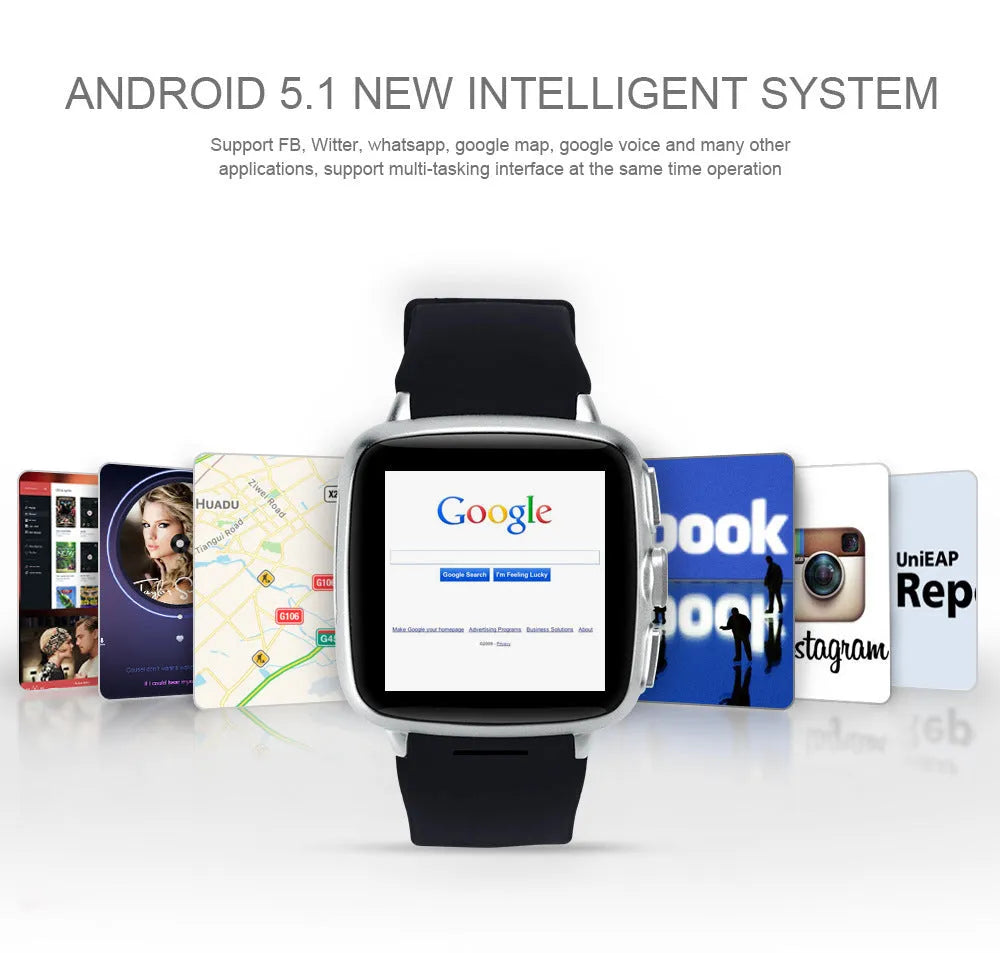Black and white Z01 smart watch showing its 1.54-inch touchscreen and wrist strap.