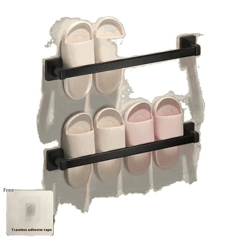 Wall-mounted bathroom slipper rack with seating function in Nordic style design