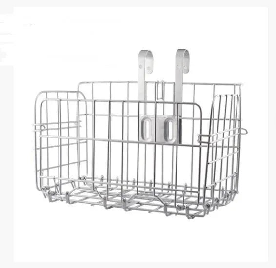 Folding steel bicycle basket, black or silver, about 32.5 x 20 x 22 cm, for mountain, road and folding bikes