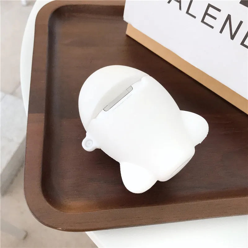 Cartoon aeroplane headset silicone flip case for AirPods with hook attachment