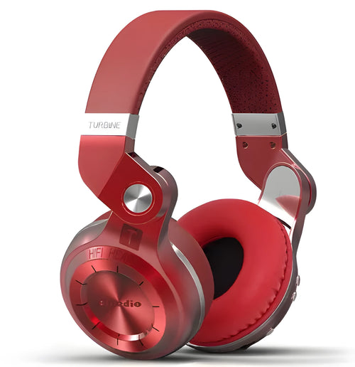 Bluedio T2 Plus wireless Bluetooth headset in black, blue, red, or white colour with over-ear design and headband.