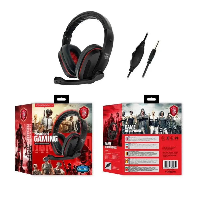 Black wired gaming headset with a 6.3mm straight plug and 40mm speakers for PC