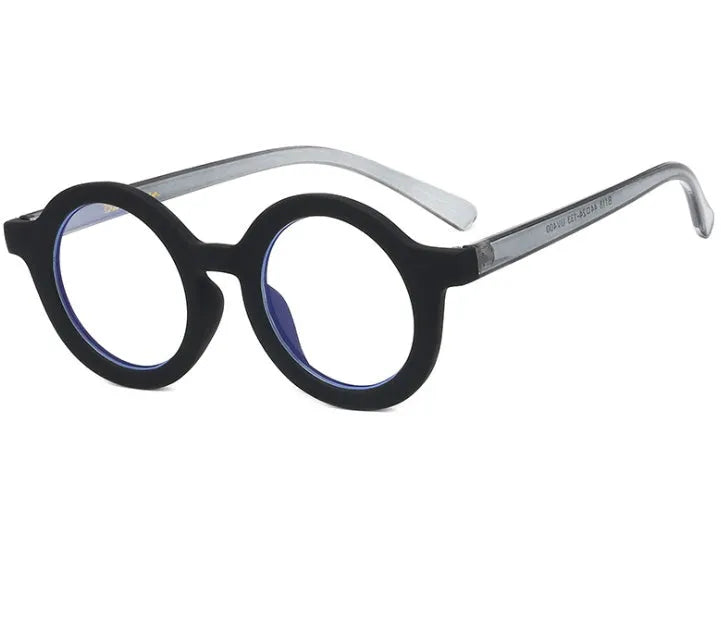 Retro round frame glasses in six colours with UV400 protection and anti-blue light features