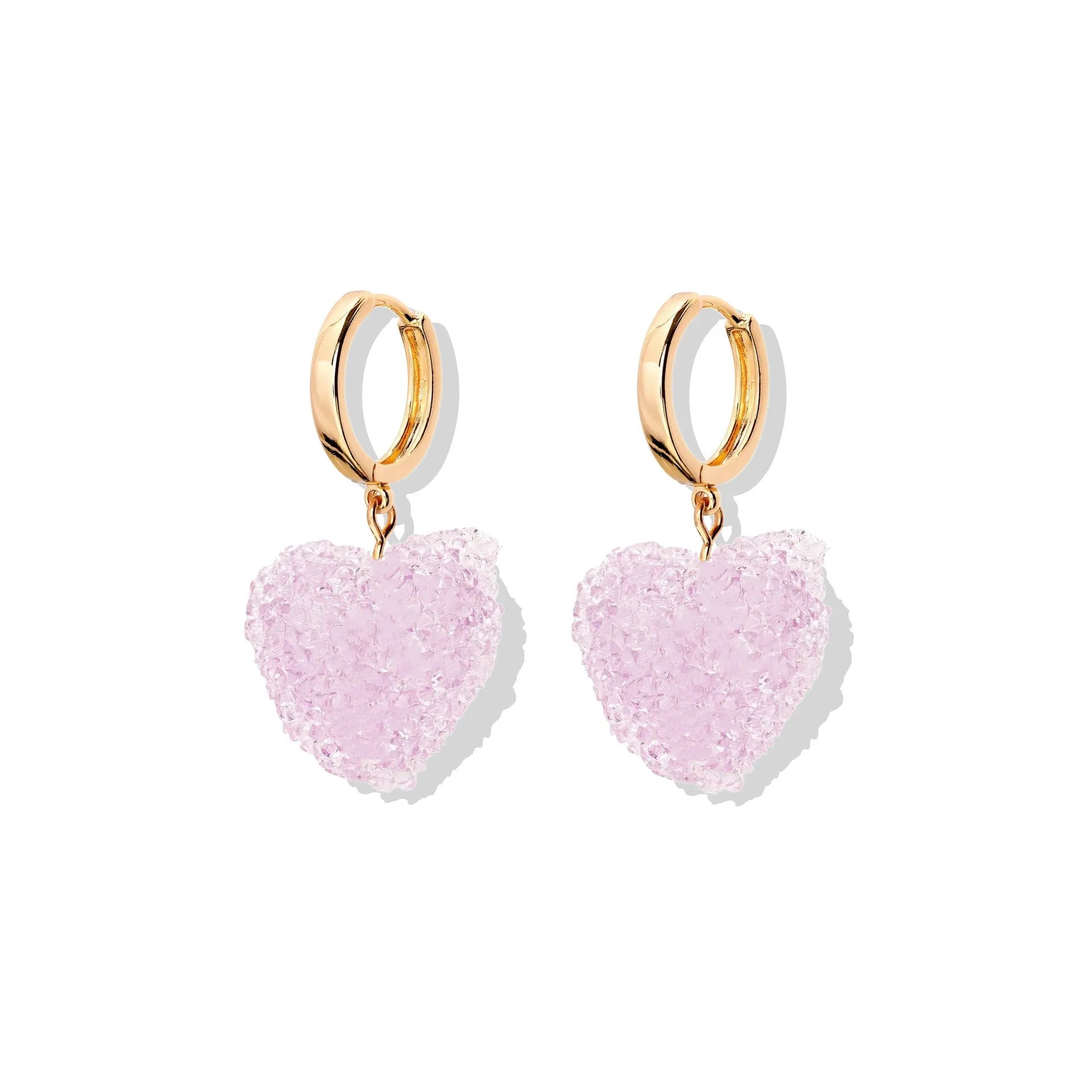 Colored loving heart resin necklace and earrings set with heart-shaped pendant and matching earrings in candy colours