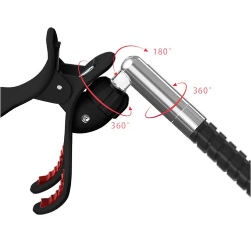 Adjustable bed mobile phone holder with universal clamp in black and white colour options