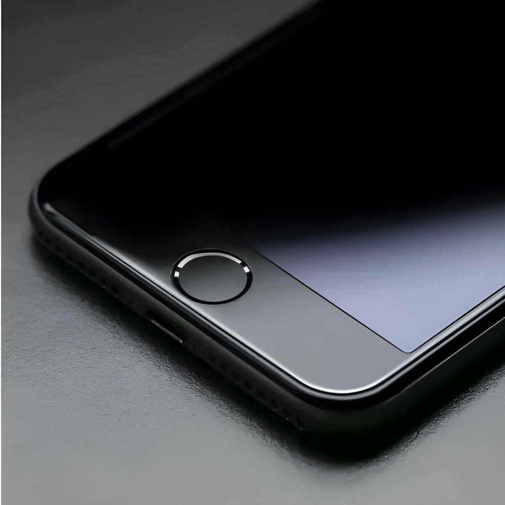 Tempered glass screen protector for iPhone showing 0.23mm thickness and 3D curved edges