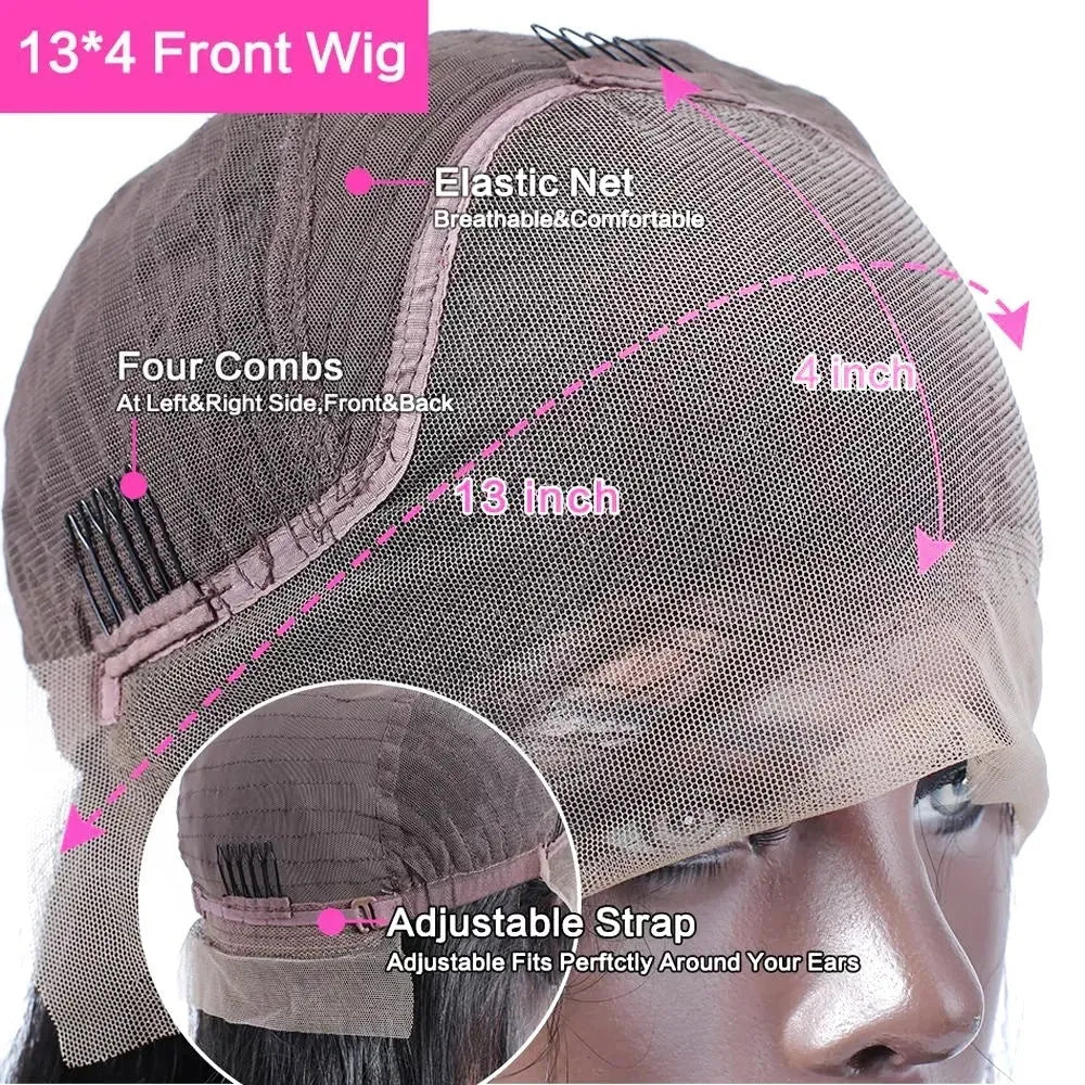 Curly human hair lace front wig for women, 150 density, full hand-woven, 13x4 lace closure, natural black colour