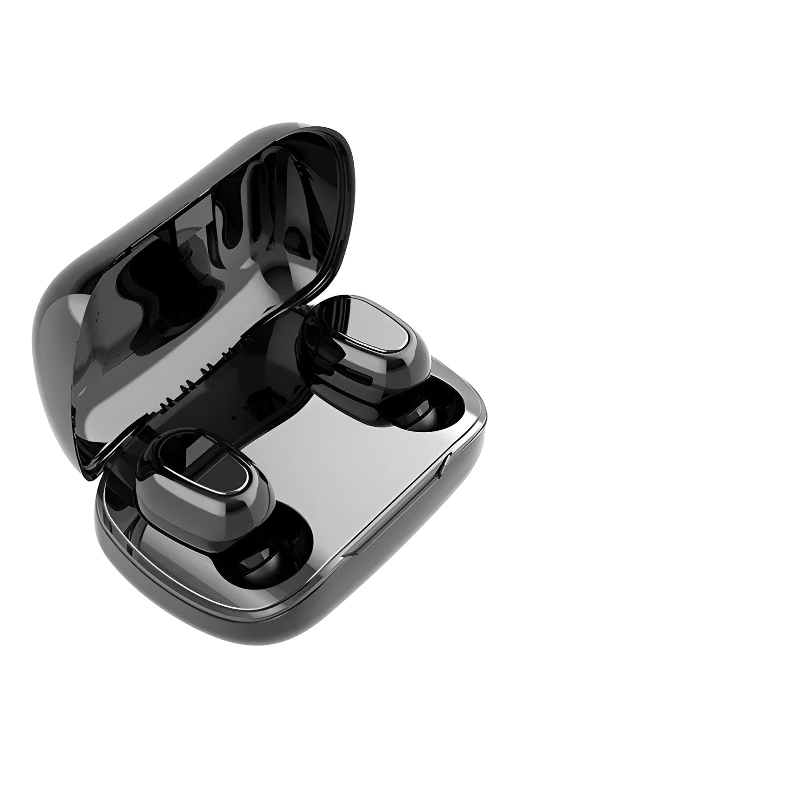 Black, pink, and white TWS Bluetooth earbuds with charging case