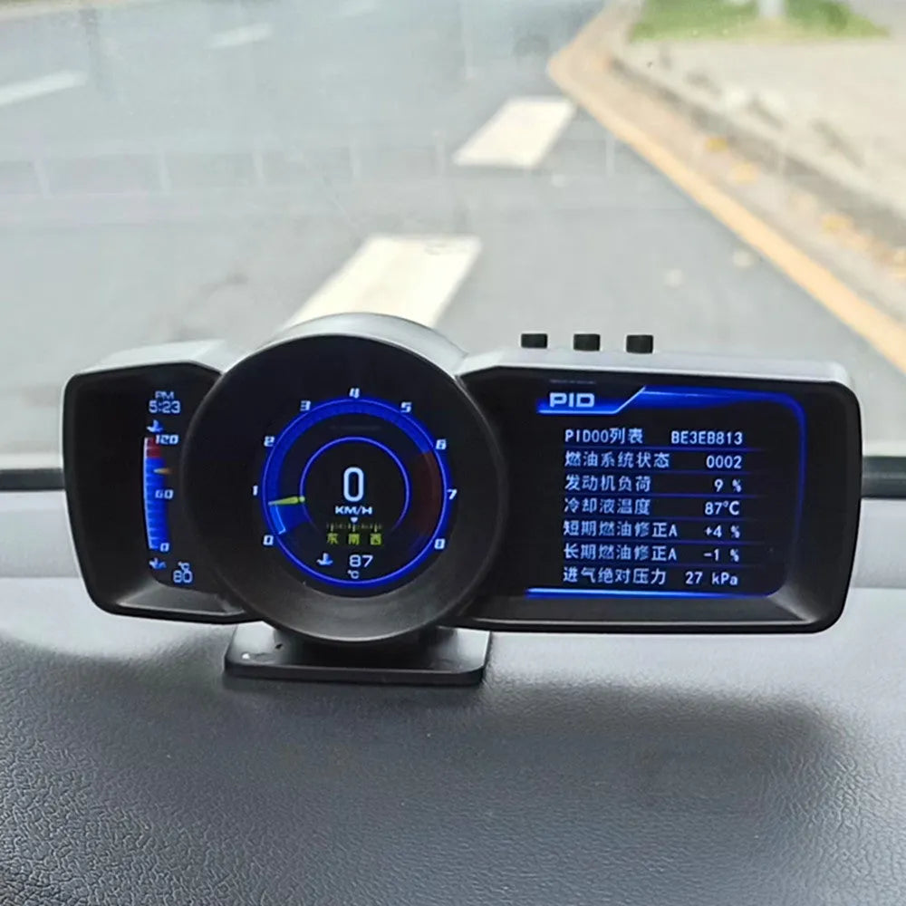A600 OBDII monitor driving computer with GPS and BeiDou navigation on car dashboard