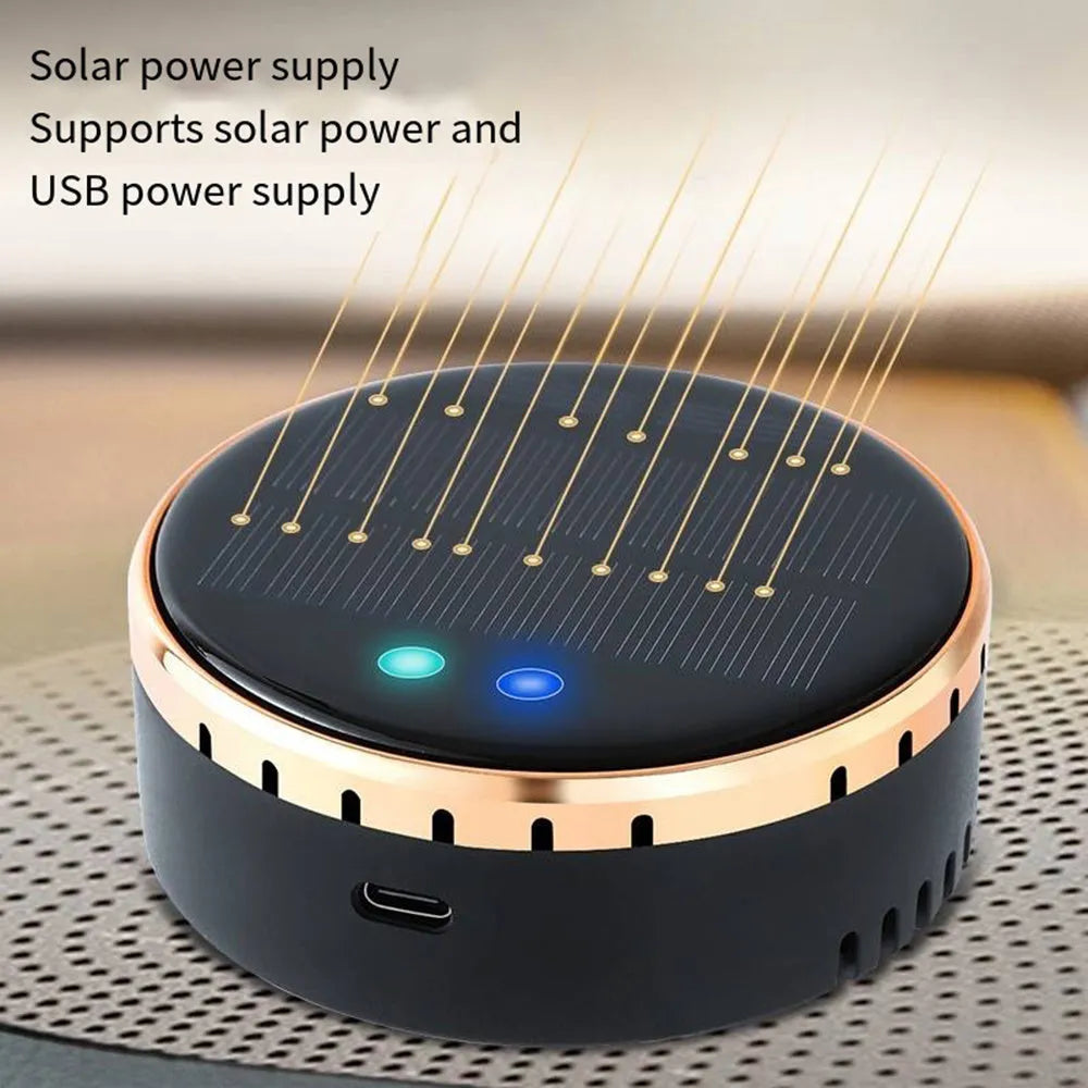 Solar car air humidifier mounted at vehicle air conditioning outlet in black colour