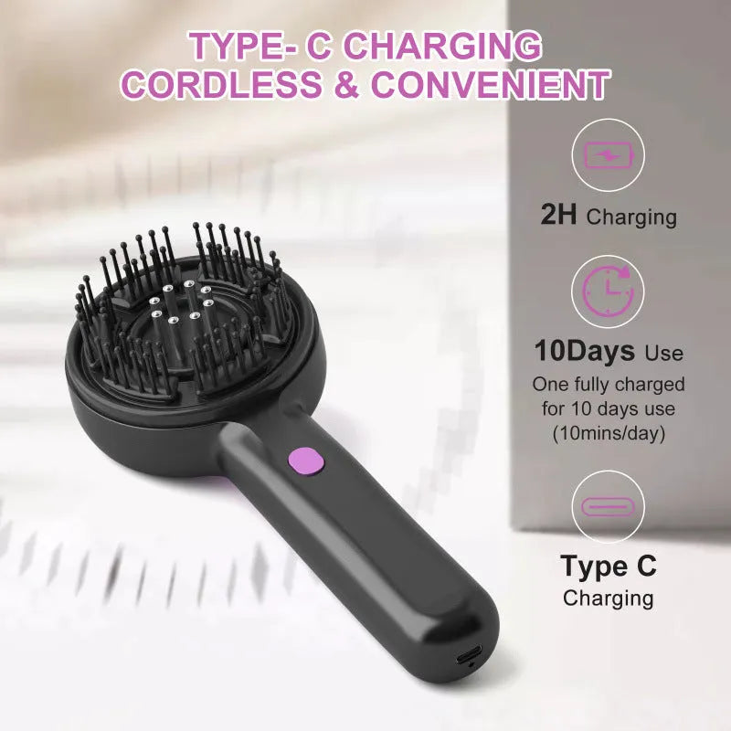 Electric scalp massager with vibration brush head in black, grey or red colours