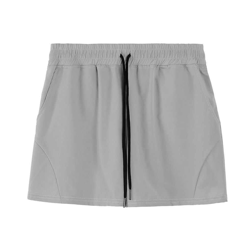 Men's thin polyester basketball shorts in grey colour with elastic waistband for summer sports