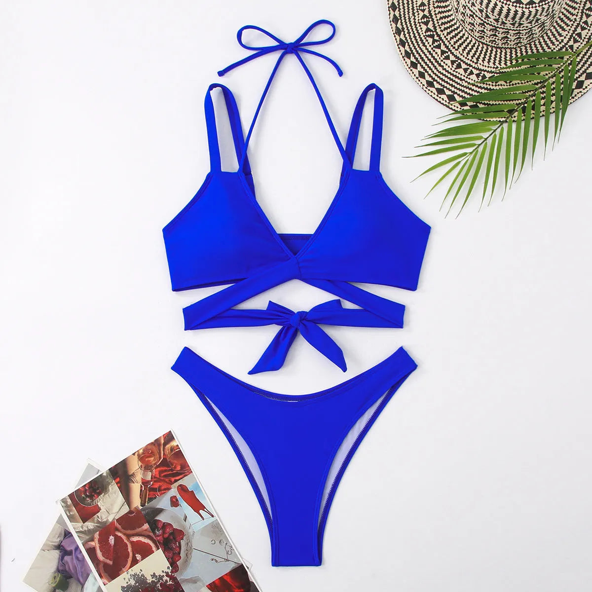 A solid colour strapless bikini swimsuit for women shown in one of five available colours.