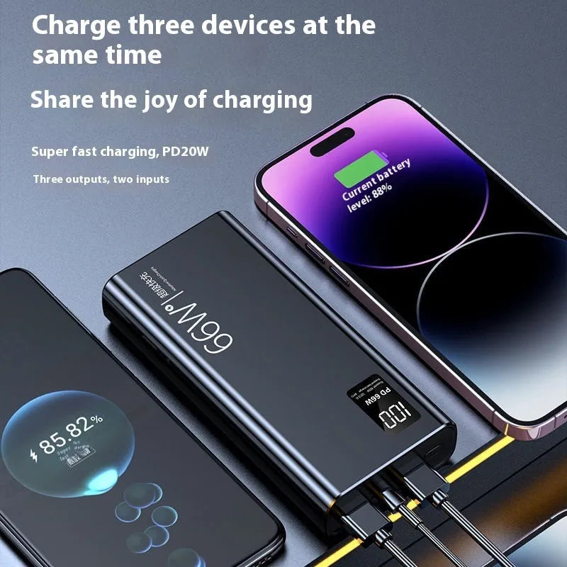 3C certified 50000 mAh 66W super fast charge power bank with plastic shell
