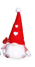 Faceless dwarf doll ornament with glowing hat in red or white cloth for Valentine's Day