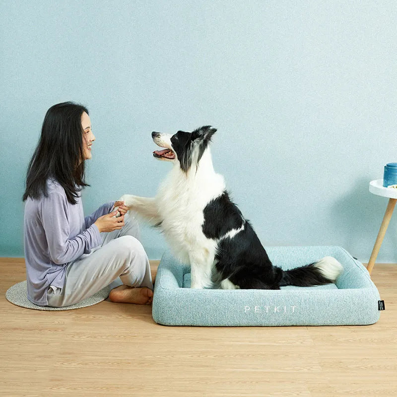 Four Seasons Nest dog bed in Pine Green with removable washable cover and memory sponge inner core
