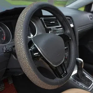 Carved ice silk steering wheel cover in blue on black colour for 38cm diameter steering wheel