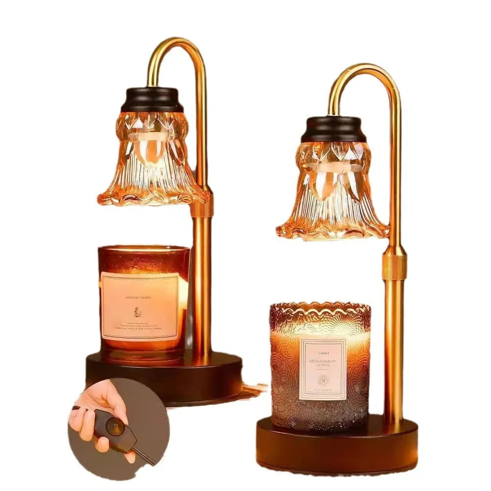 Bamboo aromatherapy wax melting lamp showing 30.5cm height with UK plug