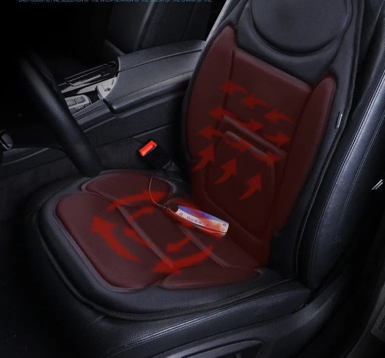 Cotton car massage cushion in black for lumbar support, suitable for driving and office use