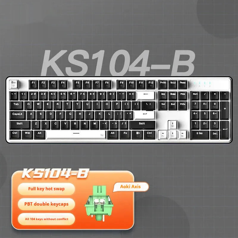 104-key mechanical keyboard in multiple colour options with RGB lighting and wired connection