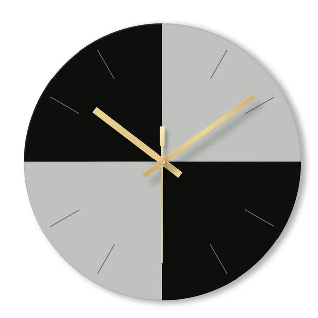 Minimalist transparent tempered glass wall clock with silent movement on a white wall