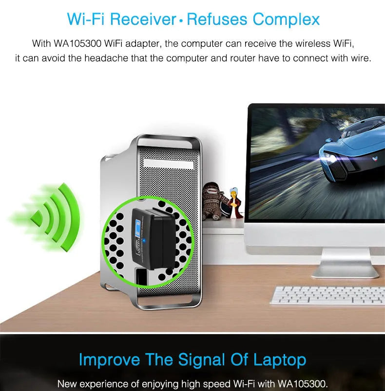 300M WiFi mini wireless card black plastic metal RTL8192EU 3.3cm