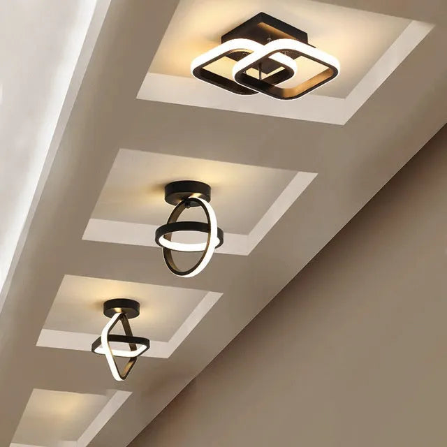 Modern simple ceiling light 21W LED round iron aluminium acrylic shade three colour options